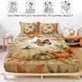 thumbnail image 5 of Cal.King Size Fitted Sheet Set - Vintage Pumpkins Fall 3 Piece Bedding Sets 16" Deep Pocket Fitted Sheet with 2 Pillowcases, Thanksgiving Butterfly Leaves Retro Brushed Microfiber Hotel Bed Sheets, 5 of 9