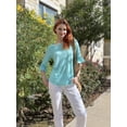 thumbnail image 4 of Camiseta Blingfit para mujer, manga 3/4, talla grande, verde claro, XL, 4 of 5