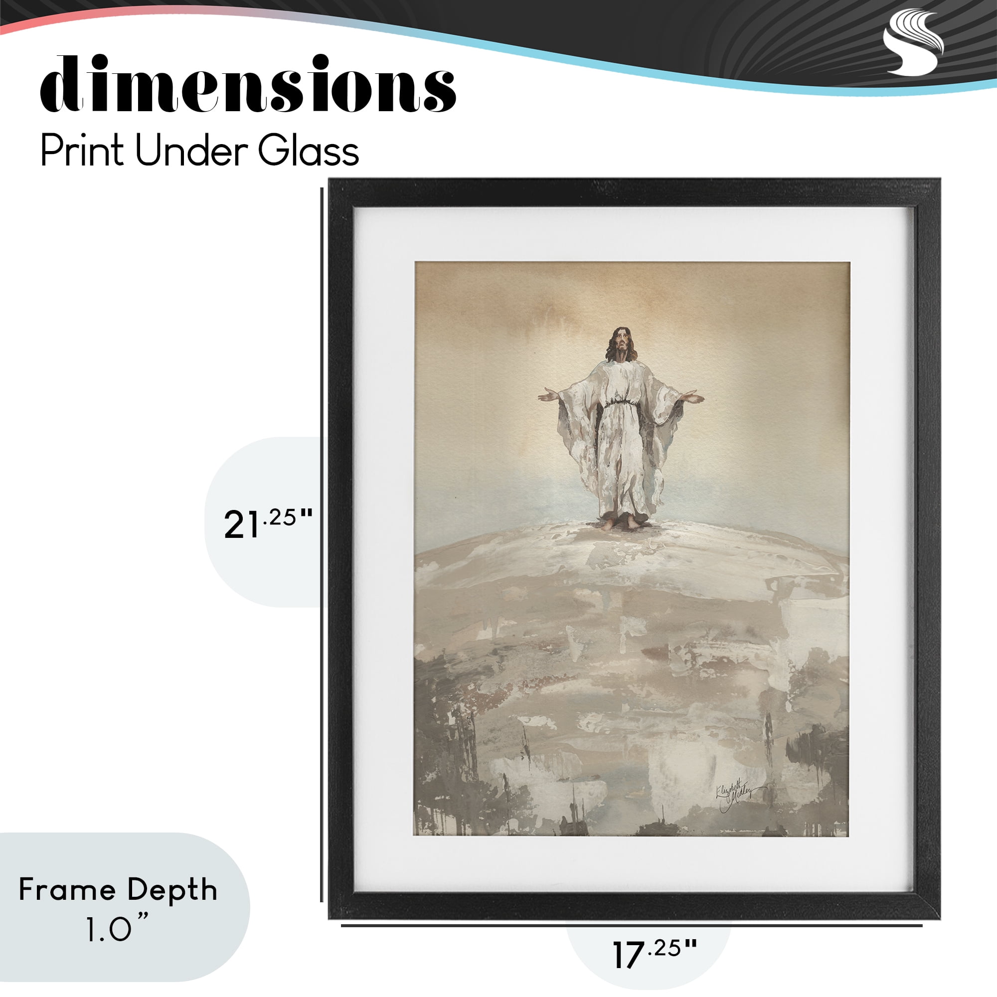 Stupell Industries Jesus on Hill Black Framed Print Under Glass, design by Elizabeth Medley