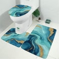 thumbnail image 2 of Blue Marble Gold Wave Pattern Bathroom Rugs Sets 3 Piece,Toilet Cover Set,Absorbent Non Slip Bathroom Mats Sets with U-Shaped Contour Rug Toilet Rug Set, 2 of 5