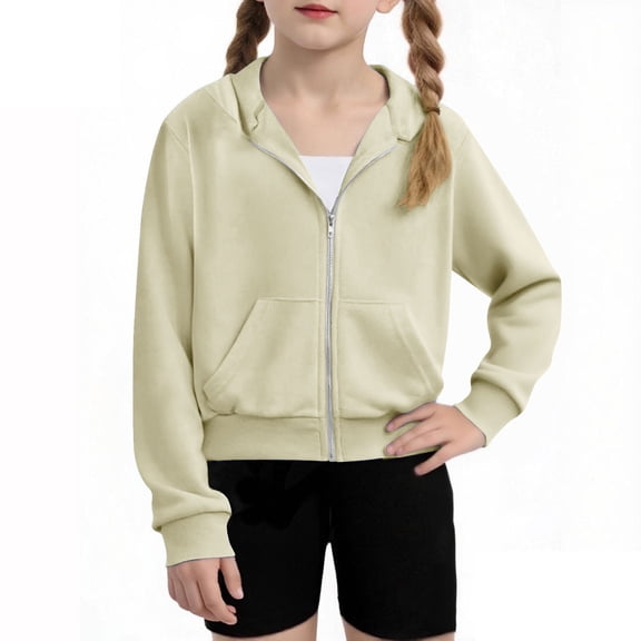 Toddler Boy Jacket Girls Zip Up Cropped Hoodies Long Sleeve Casual Sweatshirts Jacket With Pockets 4-12 Years Boys Sweatshirt Boys' Outerwear Jackets & Coats