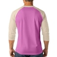thumbnail image 4 of Men's T Shirts 3/4 Sleeve Button Henley Neck Color Block Pullover Tops Lightweight Classic Slim Fit Workout Basic Tees Z001-Pink S, 4 of 6