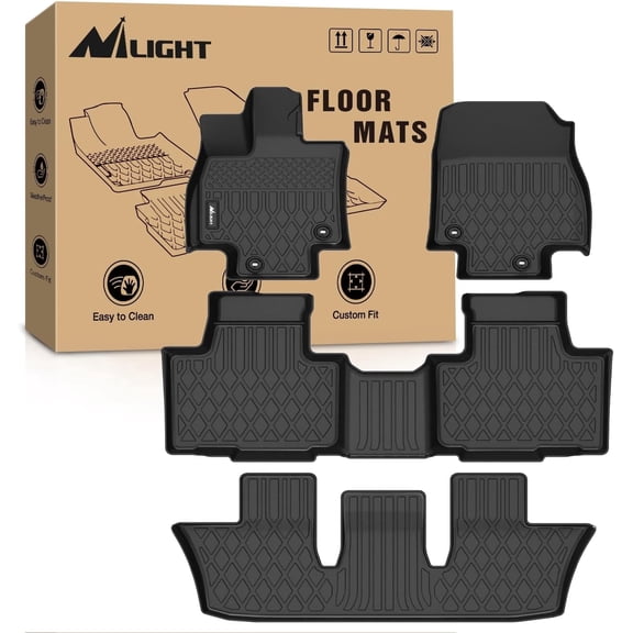 Nilight TPE Floor Mats for Toyota Grand Highlander 2024 2025 with Subwoofer (Include Hybrid) Lexus TX350 2024, All Weather Custom Fit Heavy Duty Floor Liners