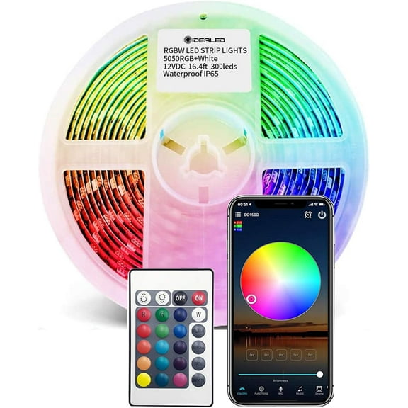 Smart WiFi RGBW LED Light Strip comes with 24-key RF Romote  Kit compatible with Alexa and Google Assistant