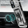 thumbnail image 6 of Compatible WIth iPhone 16e Phone Case,Magnetic Rotatable Ring Holder Kickstand,With Sliding Camera Cover,Heavy Duty Shockproof Protective Anti-fall Rugged Phone Case Cover,Silver, 6 of 7