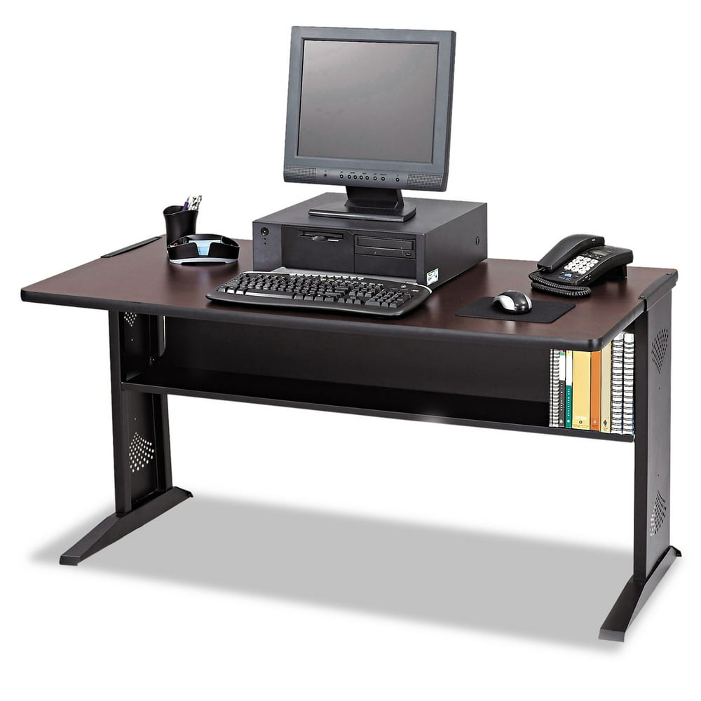 Safco Products Computer Desk With Reversible Top, 47.5w X 28d X 30h, Mahogany/medium Oak/black