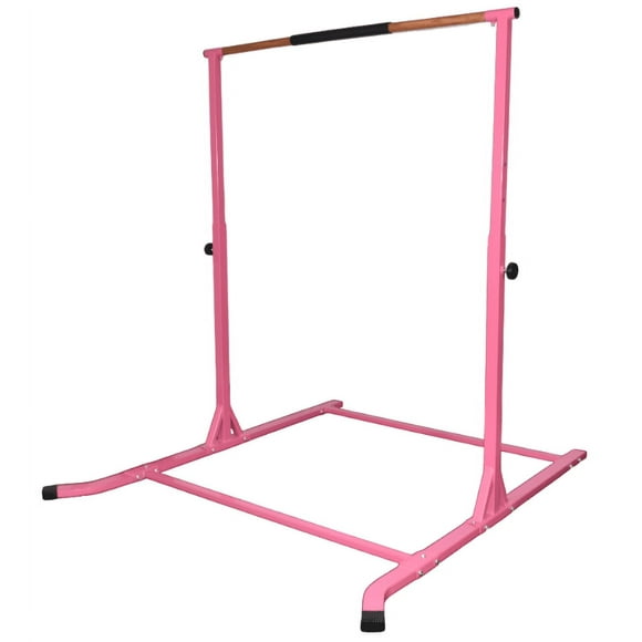 X-Dance Gymnastics Bar for Kids, Gymnastic Bar Horizontal Bar Height Adjustable Junior Training Bar for Home, Gymnastic Kip Bar Expandable Height 3 FT to 5 FT (Pink)