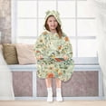 thumbnail image 7 of FORMRS Wearable Blanket Hoodie with Sleeves for Kids Cozy Flannel Sweatshirt, Green Floral Pattern, 7 of 7