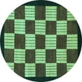 thumbnail image 1 of Ahgly Company Indoor Round Checkered Turquoise Blue Modern Area Rugs, 7' Round, 1 of 4