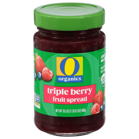O O Organic Triple Berry Fruit Spread, Organic, Non-GMO, 16.5-Ounce