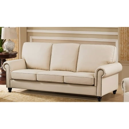 Deluxe Pu Leather Sofa With Back And Seat Cushion Cream Finish Deluxe Pu Leather Sofa With Back And Seat Cushion Cream Finish
