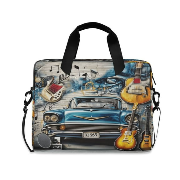 16" Laptop Tote Bag Laptop Sleeve Case Computer Briefcase for Work & Travel Guitar and A Classic Car