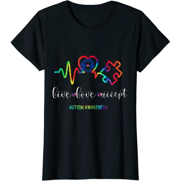 Live Love Accept Autism Awareness T-Shirt Women Tops