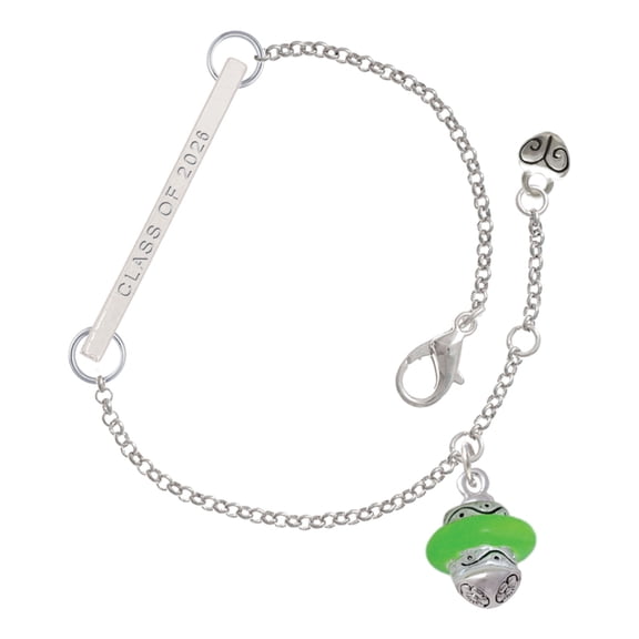 Delight Jewelry Silver-tone Lime Green Center Spinner - Silvertone Class of 2026 Delicate Bar Bracelet, 8.5"