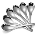 thumbnail image 1 of Cucharas para sopa Cucharas para sopa asiáticas de acero inoxidable Juego de 6 cucharas de mesa redondas de peso pesado Cucharas para ramen de plata pulida con espejo, 1 of 4