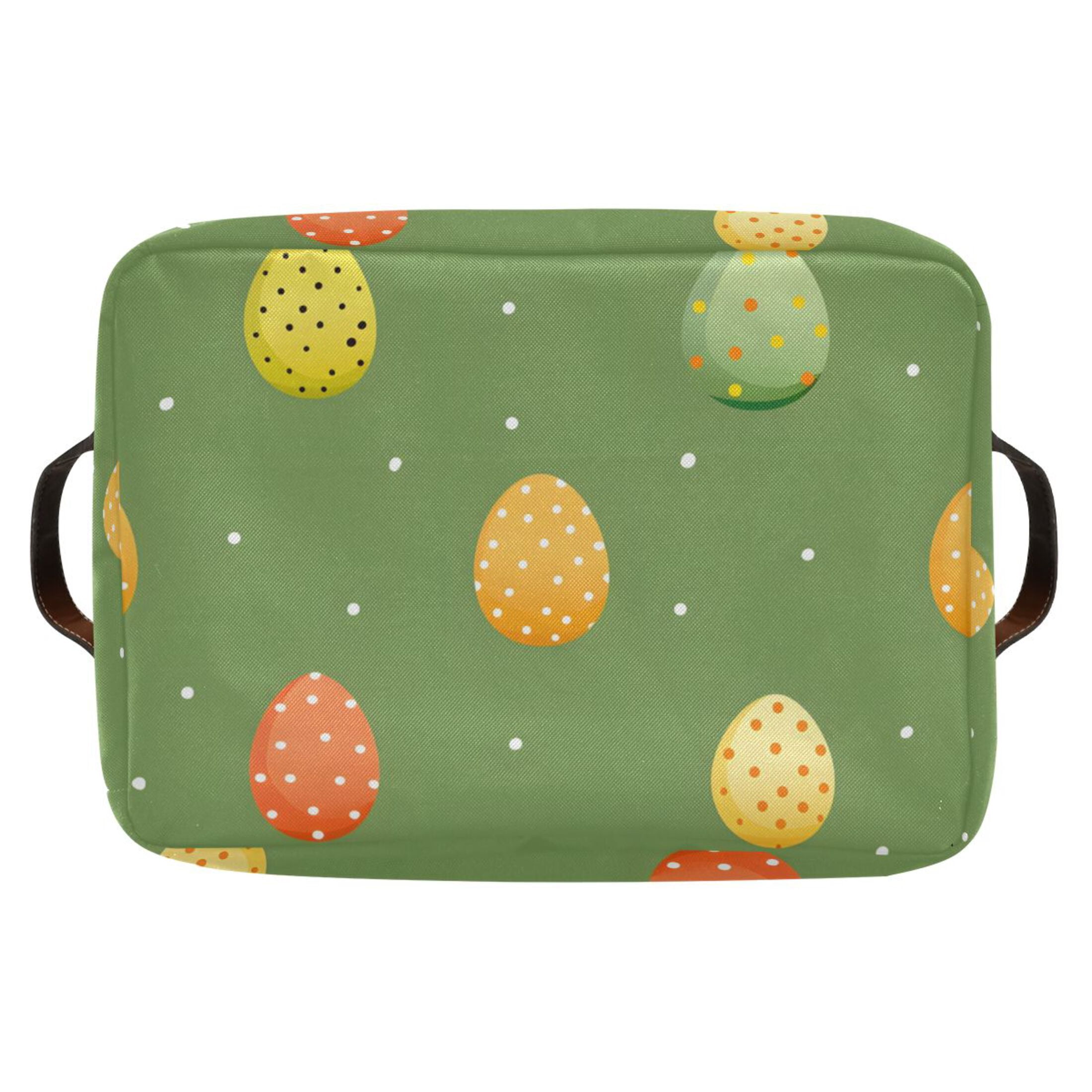 Ryvnso Eggs Easter Polka Dots Storage Basket Large Bin Foldable Boxes Toys Organizer 14.2x10.2x8.3in 2 PCs