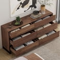 thumbnail image 4 of WAMPAT 6-Drawer Dresser, 63" Wide Storage Chest with Metal Base, Modern Wood Kids Dresser, Bedroom/Living Room/Hallway Use, Brown, 2 Pack, 4 of 8