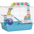 thumbnail image 1 of PawHut 23" 3-Tier Hamster Cage with Wheel and Water Bottle, Light Blue, 1 of 10