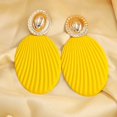 thumbnail image 4 of KDSJSXW Stud Pearl Earrings Colorful Oval Stripe Fashion Exaggerated Personality Nail Piece Ear Jewelry Earrings Big Pearl Earrings Pearl Gold Earrings Pierced Earrings for Women(Yellow,One Size), 4 of 6