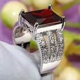 thumbnail image 4 of Princess Cut Red AAA Zircon Hollow Band for Female 925 Silver Wedding Ring Gift, 4 of 5