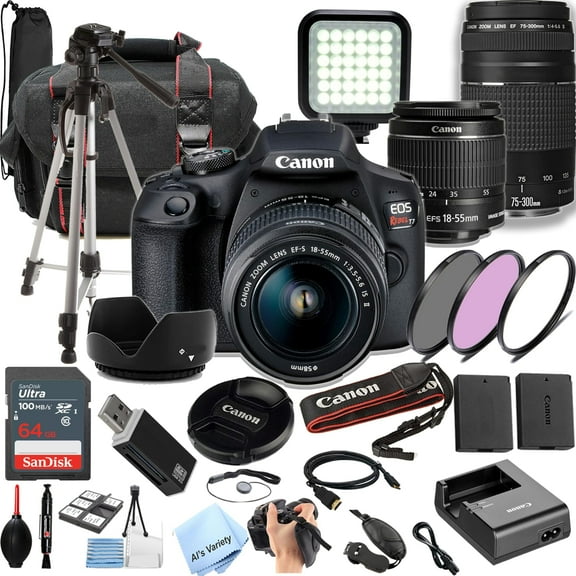 Canon EOS Rebel T7 DSLR Camera with 2 Lens Kit, 64GB Memory, and Accessories (International Version)