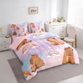 thumbnail image 2 of Erosebridal Kawaii Animals Capybara 7-Piece Twin Bedding Sets,Pink Bow Stars Cute Rainbow Bedding Comforter Set For Kids Girls ,Reversible Pink, 2 of 7