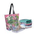 thumbnail image 2 of FORMRS Womens Canvas Tote Bag with Zipper Inner Pocket Shoulder Handbag, White Vibrant Flowers, 2 of 7