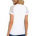 thumbnail image 4 of UVN Blusas para Mujer de Manga Corta Tops de Encaje Verano Casual Cuello Redondo Camisas Plisadas, 4 of 8