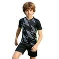 thumbnail image 3 of MEZZALL Kids Outfit Sets Short Sleeve T-Shirts And Shorts Boys Girls Children Football Training Shirt Shorts Set Kids Basketball Tracksuit V-Neck Sportsuit Stylish Clothes Sets, 3 of 5