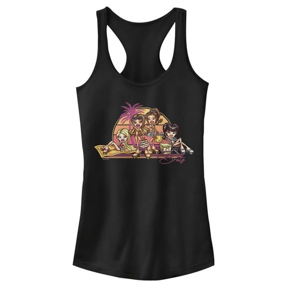 Junior's Bratz Fun in the Sun Racerback Tank Top Black Large