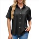thumbnail image 1 of Camisa Informal de Corta con Botones para Mujer, Blusa de Trabajo con Cuello y Bolsillo Negro S, 1 of 9