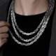 thumbnail image 3 of Sonducket Cadena de suéter Titanio Acero Brillo Cadenas de vestir Crossover Multi-deck Hollow Punk Collar Rock Christmas Accesorios de disfraces Color Acero 60x0.6 cm Sonducket AP015098-06, 3 of 6