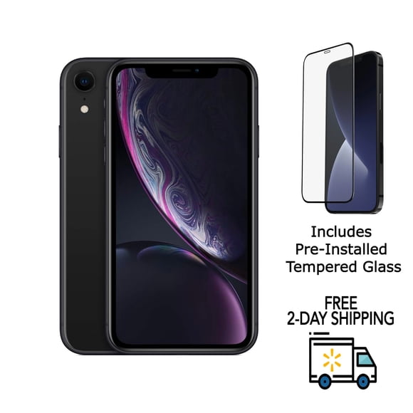 Pre-Owned Apple iPhone XR A1984 (Fully Unlocked) 64GB Black (Grade C) w/ Pre-Installed Tempered Glass