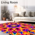 thumbnail image 2 of ODIKA 5'x7' Machine Washable Non-Slip Area Rug, Kaleidoscope Burst Throw Featuring Radial Symmetry Motifs High Traffic Rug with Pad, Pink, 611356, 2 of 8