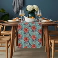 thumbnail image 2 of Teal Red Boho Floral Table Runner - 120 Inch Long, Kitchen Dining Table Runner Dresser Scarves, Vintage Southwestern Ethnic Tribe Farmhouse Decor for Coffee Tables Wedding Party Banquet, 2 of 8