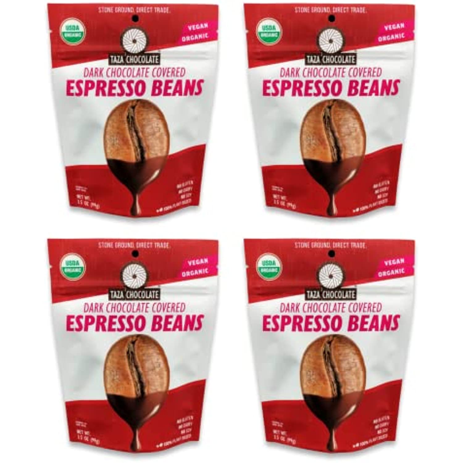 Taza Chocolate Organic Chocolate Covered Espresso Beans, 55 Dark