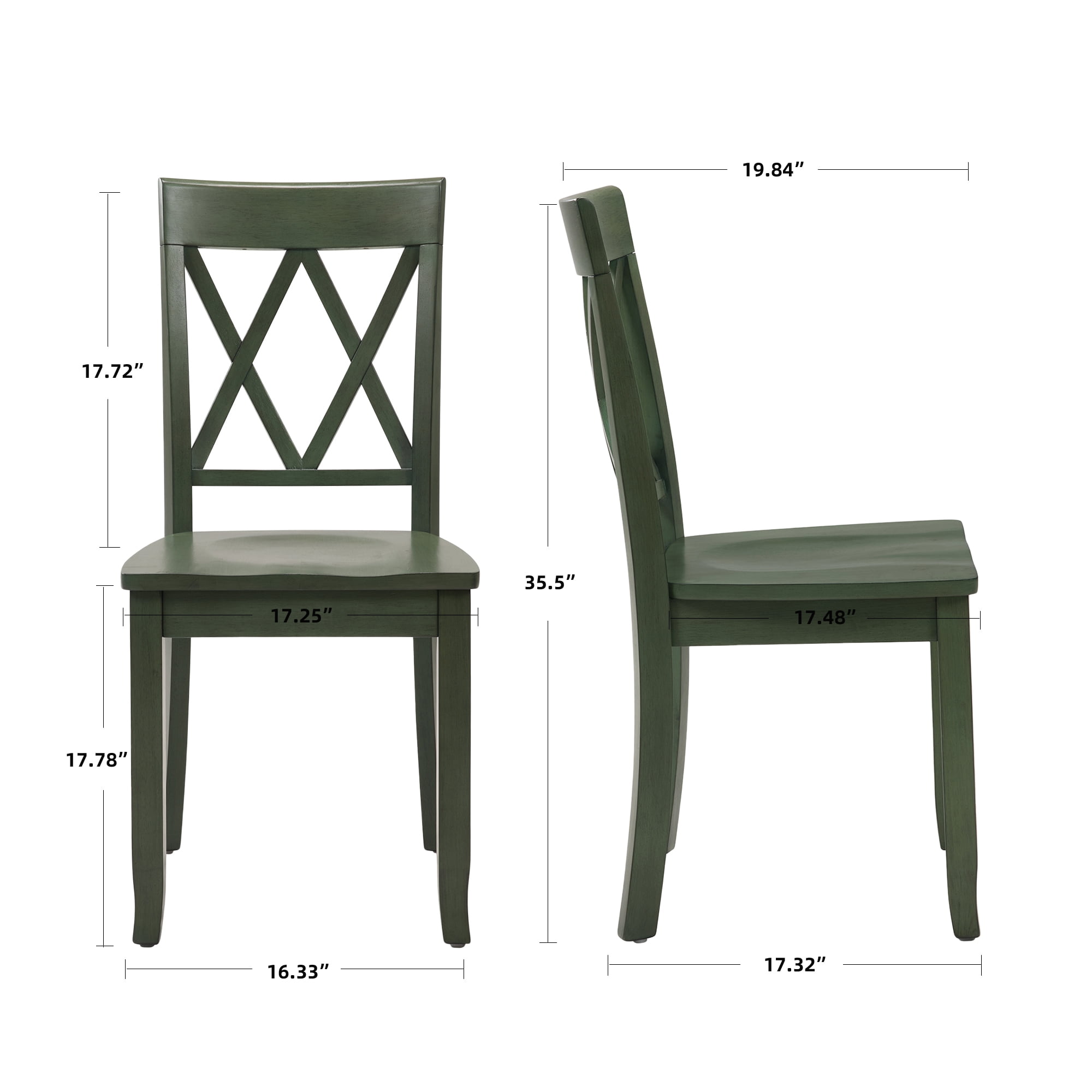 Duhome Solid Wood Dining Chairs Set of 4 Modern Cross Back Chairs for Kitchen, Dining Room,Green