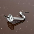 thumbnail image 2 of 3mm Round Crystal Stainless Steel L Shaped Nose Stud Single Piece Durable Body Jewelry, 2 of 3