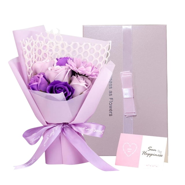 Ramo de rosas perfumadas con jabón para su regalo de aniversario Regalo del Día de la Madre Hecho a mano Púrpura