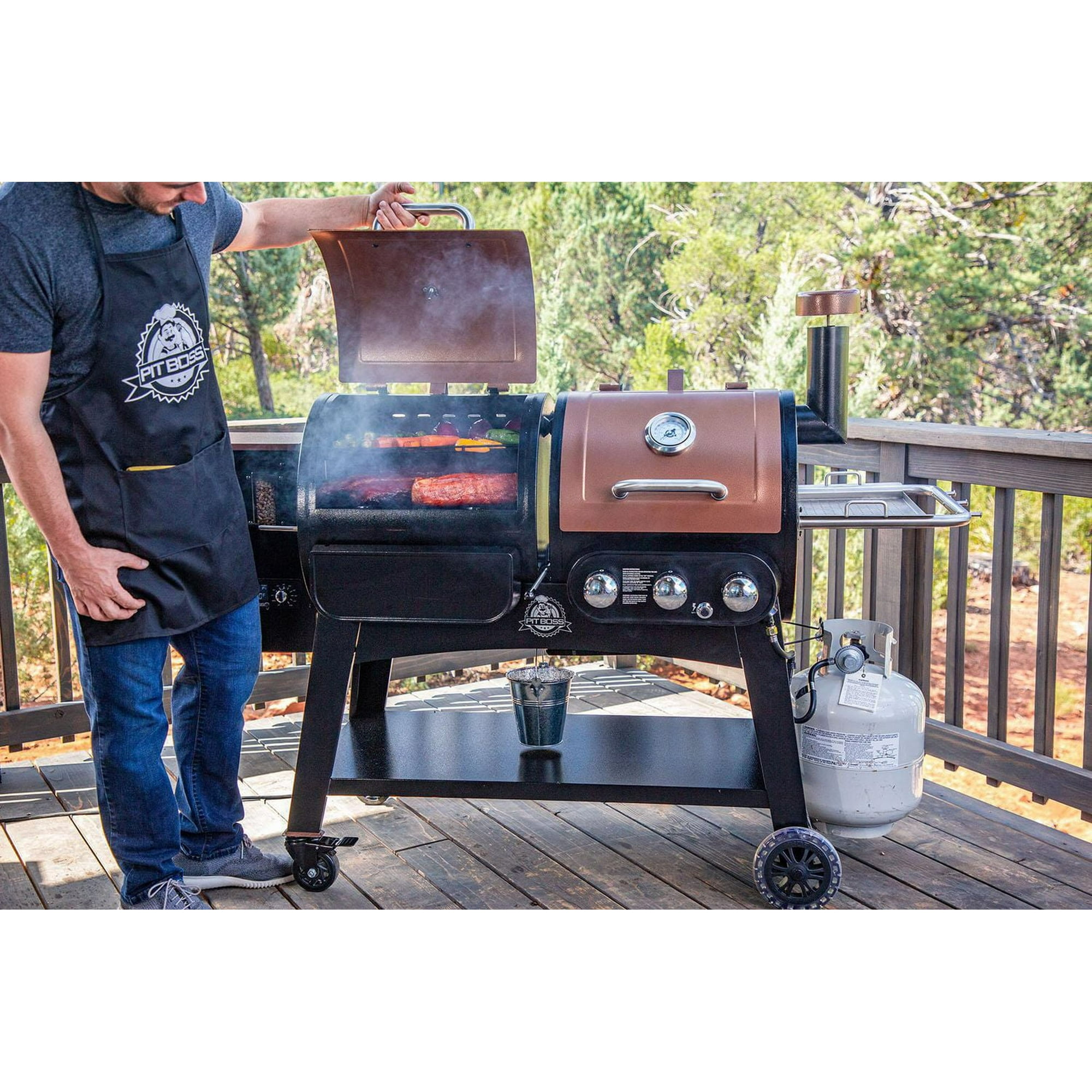 Pit Boss Charleston 1200 Combo Pellet/Gas Grill with Flame Broiler  and Meat Probe