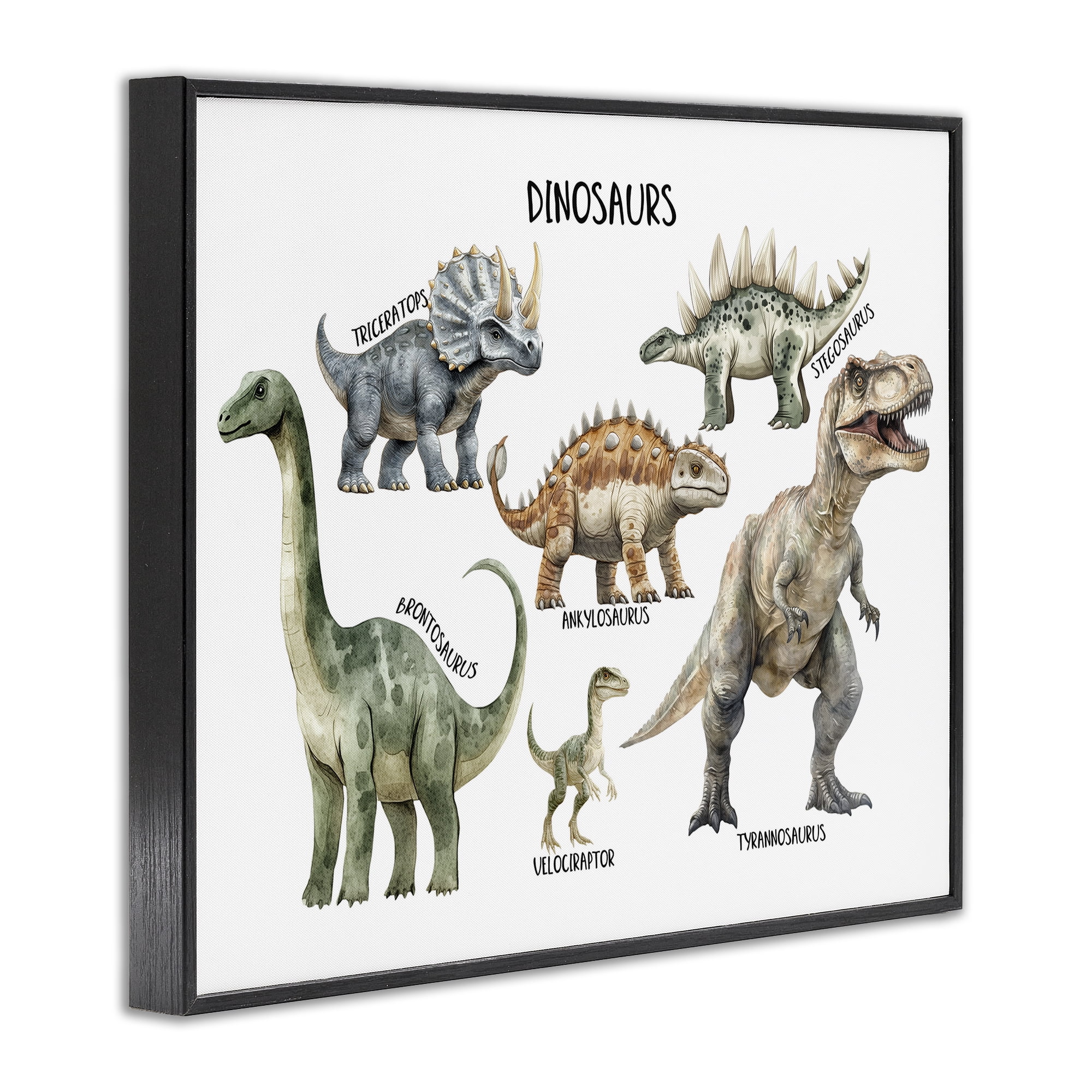 Stupell Industries Meet The Dinosaurs Black Framed Giclee Art, design by Christine Simpson Art