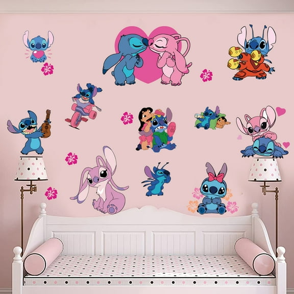 Stitch Wall Decals Carton Sticker forKids' Bedroom Living Room Party Decorations Peel and Stick Wall Decals15.7 inches x 23.8 inches