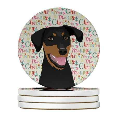 

Doberman Pinscher Black and Rust Natural Ears #1 Christmas Large Sandstone Coasters Pack of 4 4 in x 4 in
