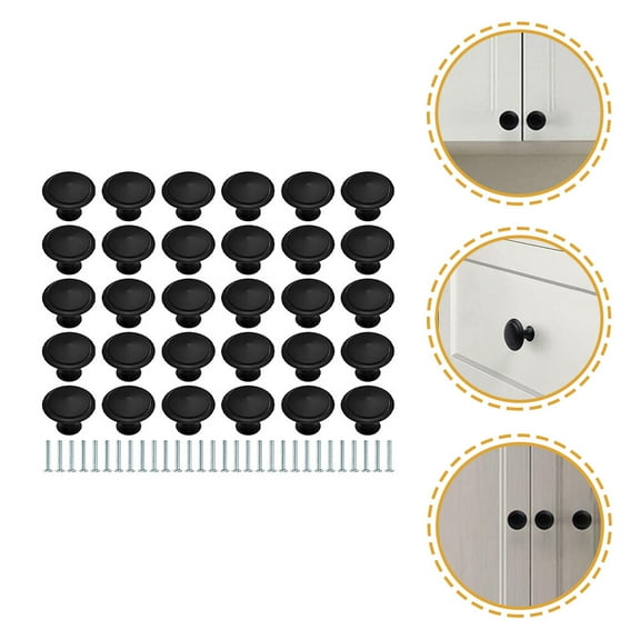 GOOHOCHY 30 Pcs Round Drawer Knob Matte Black Knobs Kitchen