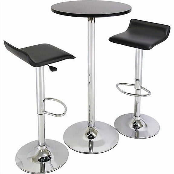 Airlift Adjustable 3 Piece Pub Set, Black and Chrome