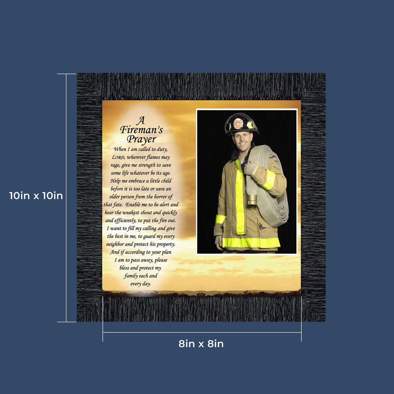 Firefighter Gifts for Men and Women, Fire Academy Graduation Gift, Fire Fighter Gifts or Firehouse Decor, A Fireman's Prayer Framed Wall Art for Home or Fire Station, 6595