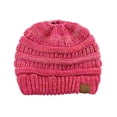 thumbnail image 2 of C.C Bonnet Doux Extensible en Tricot Torsadé Queue de Cheval en Désordre, 3 Tons Corail, 2 of 2