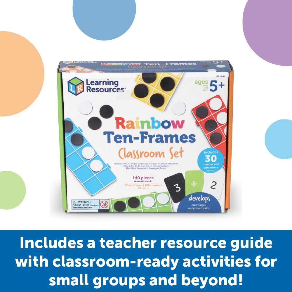 Learning Resources Rainbow Ten-Frames Classroom Set - Classroom and Teacher Supplies, Math Games, Ages 5+