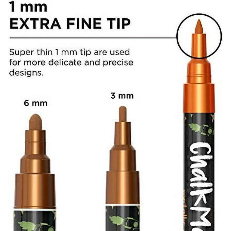 Metallic Chalk Markers (10 Pack) Liquid Chalk Pens - For Blackboards,  Chalkboard, Bistro Menu, Window, 6mm Reversible Tip