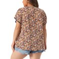 thumbnail image 3 of Agnes Orinda Women's Plus Size Easter Tops Floral V Neck Tulip Short Sleeve Blouses Summer Tunic Tops 4X Yellow Pink, 3 of 5